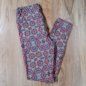 🔺️NWOT Lularoe Pink & Blue Multicolored Leggings One Size